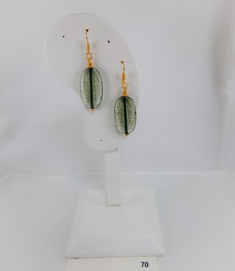 №P70 Handmade earrings Green system