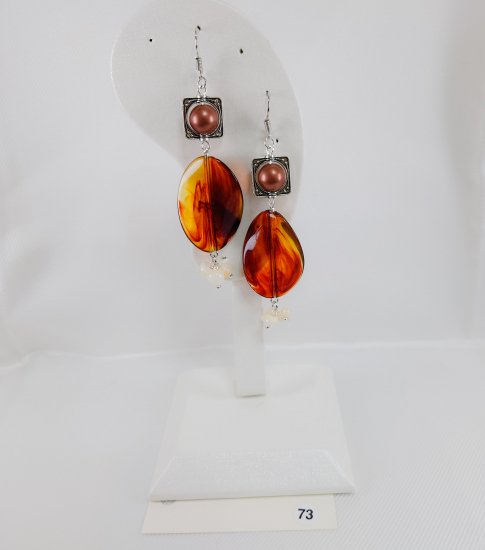 №P73 Handmade earrings brown series