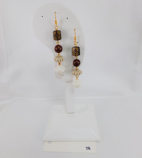 №P76 Handmade earrings Brown