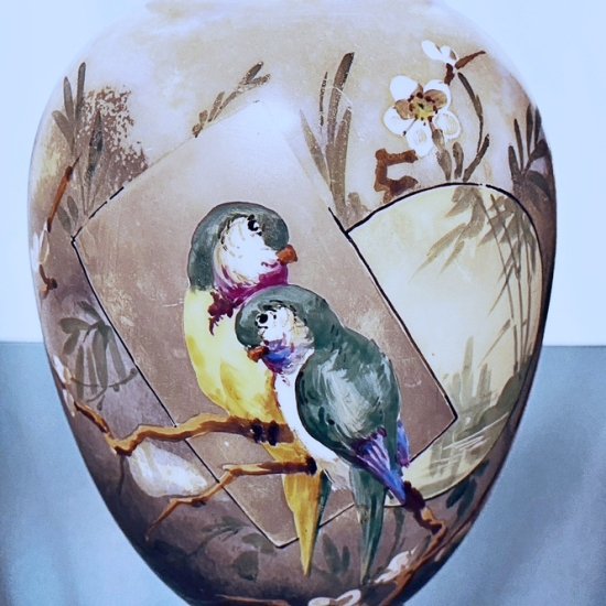 極上オールドバカラ アールヌーヴォー花鳥風月オパーリンガラス花瓶 19