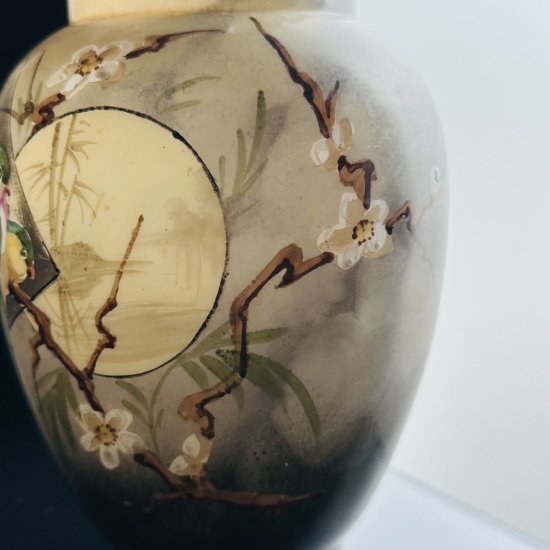 極上オールドバカラ アールヌーヴォー花鳥風月 オパーリンガラスの花瓶 