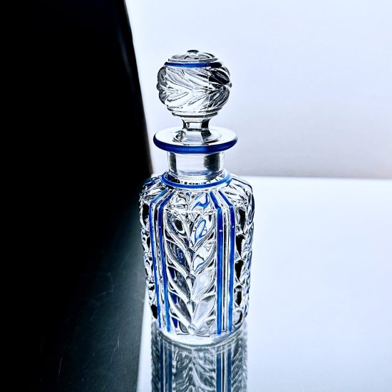 輝くオールドバカラ ローリエの蒼い香水瓶#大171【1916年カタログ