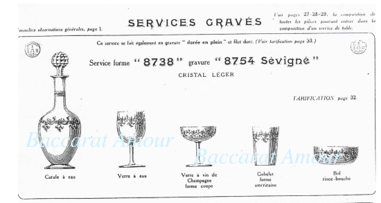 華麗なオールドバカラ セヴィーヌのワイングラス【1916年カタログ】花柄
