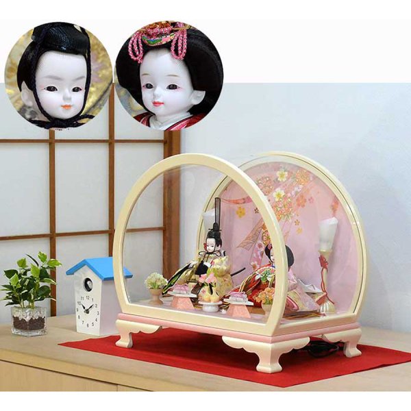 プリンセス雛人形 丸型アイボリー 親王ケース飾り - 人形専門店