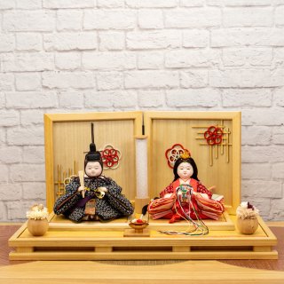 甲州印伝雛人形 小桜柄寿親王　和楽梅親王飾りセット