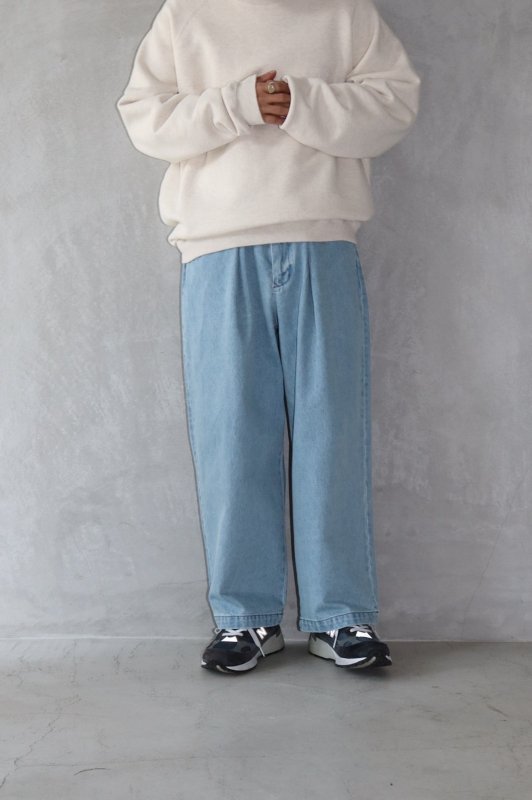 FARAH One tuck Wide Tapered Pants - デニム