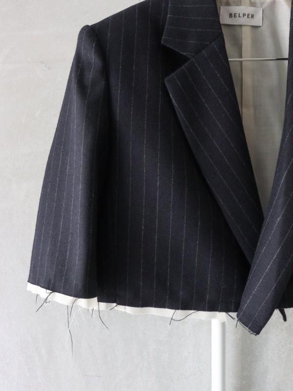 belper ベルパー　NYLON RIPSTOP JACKET BELPER（ベルパー）DOUBLE BREASTED SHORT JACKET（NAVY）公式