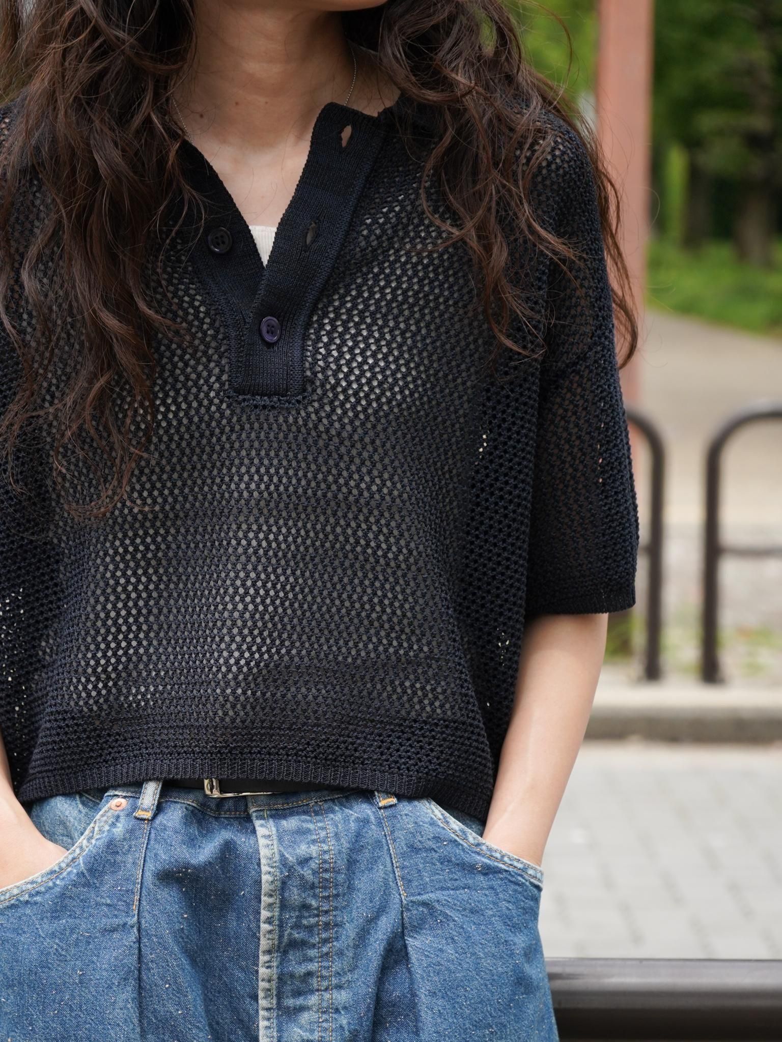 MY___（マイ）CROPPED MESH S/S POLO / NAVY.M 公式通販 | 1LDK annex