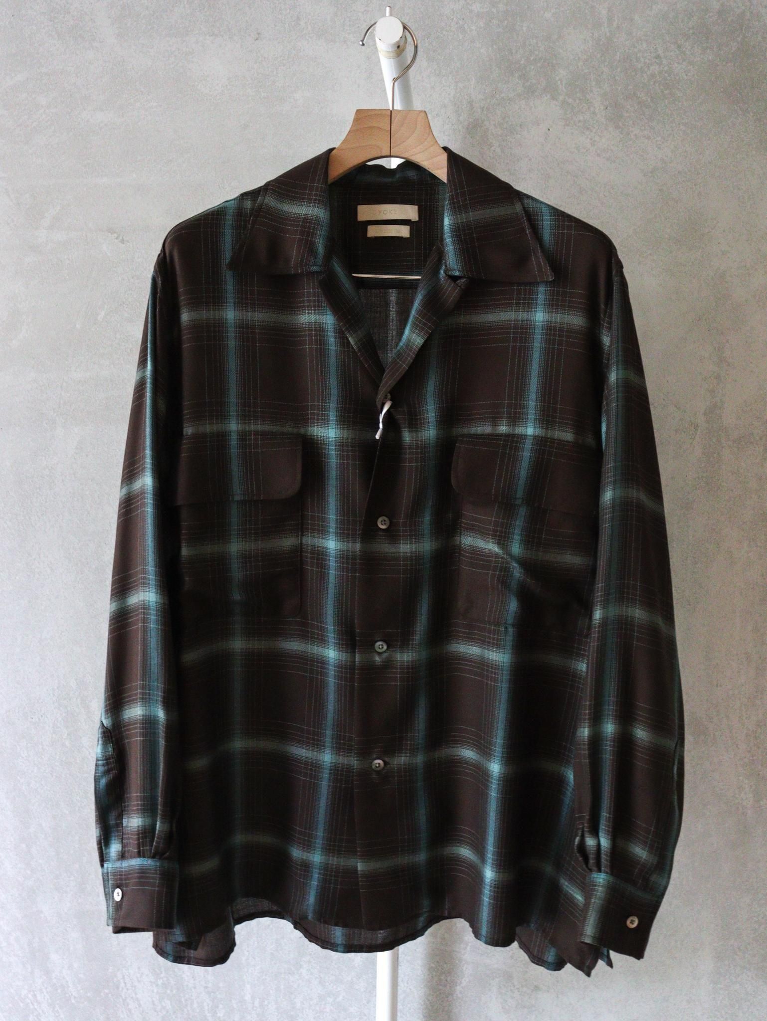 【YOKE】ブラードオンブレプレイドオープンカラーシャツ ブラードオンブレプレイドオープンカラーシャツ - ヨーク レディース