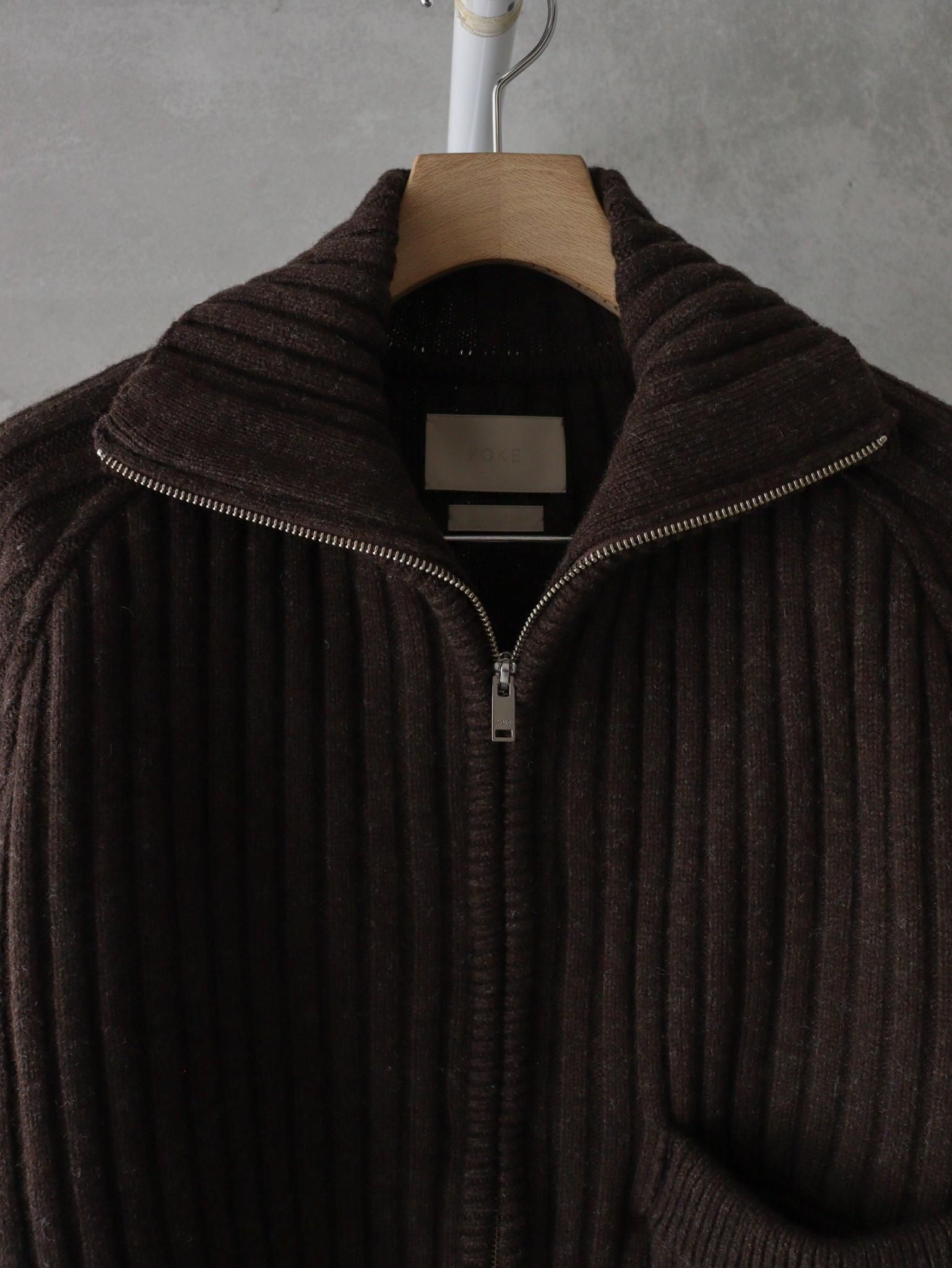 YOKE(ヨーク)Wide Rib Highneck Zip Cardigan / BROWN 公式通販 YOKE(ヨーク)Wide Rib Highneck Zip Cardigan / BROWN 公式通販
