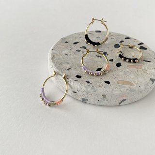 Beaded Crochet Hoop Pierced Earrings