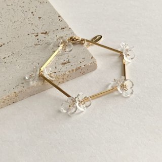 Crystal Flower & Gold Stick Bracelet