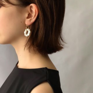 Irregular Shaped Pearl Hoop Pierced Earrings