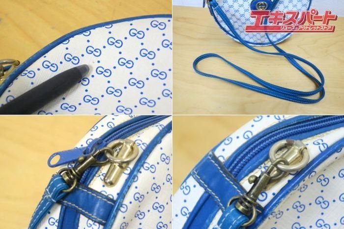 美品✨GUCCI グッチ マイクロ GG柄 ショルダーバッグ ポシェット 紺 OLD GUCCI】ショルダーバッグ マイクロGG ネイビー 肩かけ
