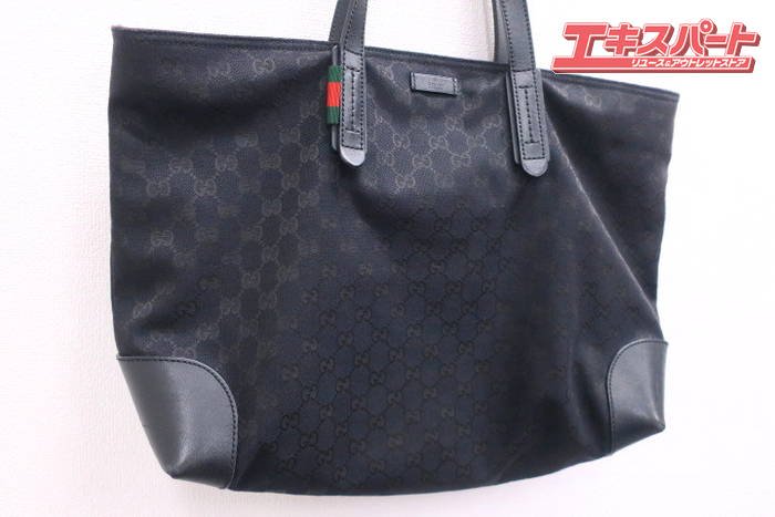 グッチ GUCCI 308928 GGキャンバス トートバッグ ショルダーバッグ ショルダートート セミショルダー レザー ブラック メンズ 戸塚店  - リサイクルショップ エキスパート公式オンラインストア