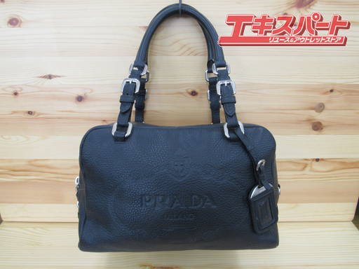 プラダ PRADA ソフトベージュ 鹿革レザー ボストン バッグ