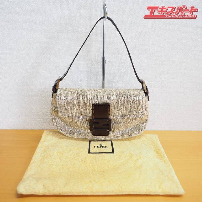 フェンディ FENDI マンマバケット ビーズ ハンドバッグ ワンショルダー 2454/26424/008 ベージュ レザー 保存袋付き レディース  1 戸塚店 - リサイクルショップ エキスパート公式オンラインストア