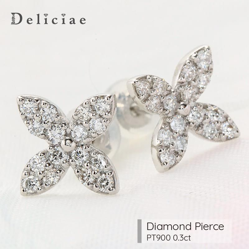 NEW Deliciae デリシェ ダイヤモンド スタッドピアス フラワー