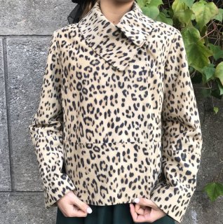 Asymmetry Collar Leopard Leather Jacket