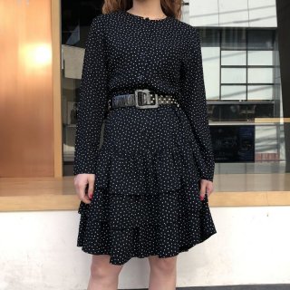 Tiered Dot Black Dress