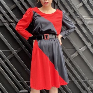 Bias 2-Tone Dress BLK/RED