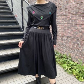Spangle Design Black Dress
