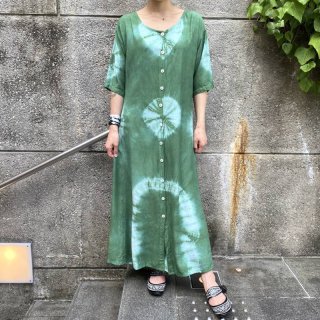Front Button Green Ethnic Dress