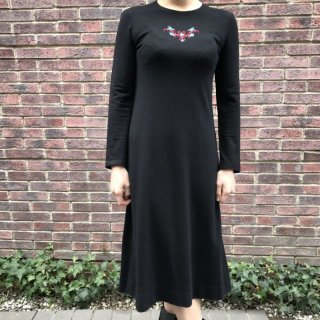 One point Embroidery Wool Dress 