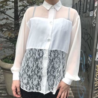 <img class='new_mark_img1' src='https://img.shop-pro.jp/img/new/icons20.gif' style='border:none;display:inline;margin:0px;padding:0px;width:auto;' />White Lace & See through Shirt