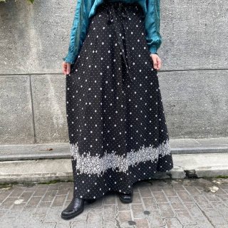 Dot & Small Flower Maxi Skirt