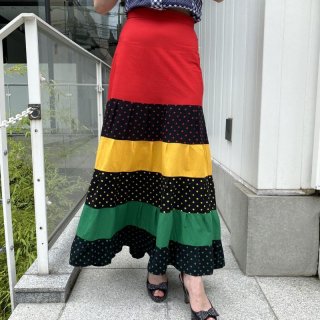 3 color Dot Long Skirt