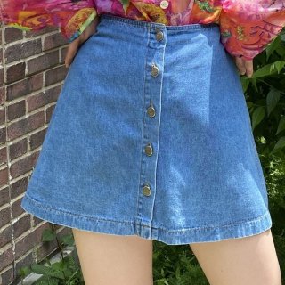 Front Button Denim Mini Skirt