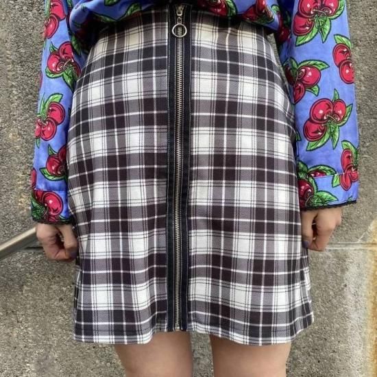 Checkered skirt hotsell with zip