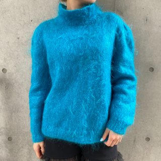 Hi neck Blue Mohair Sweater
