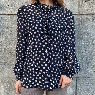 Small Flower See through Frill Blouse