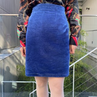Navy Velour Mini Skirt