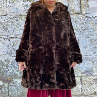 brown fake fur coat