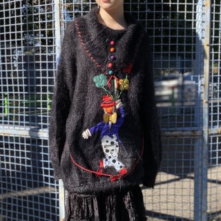 Mohair clown big knit sweater