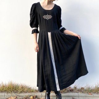 Country black linen dress