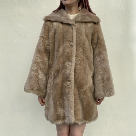 Vintage Fake Fur Coat BEG - PUNK CAKE