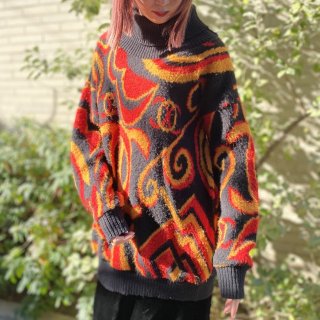 Turtle graphic knit sweater