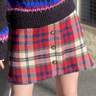 tartan check front button mini skirt