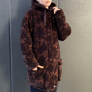 velour quilting hoodie jacket brown