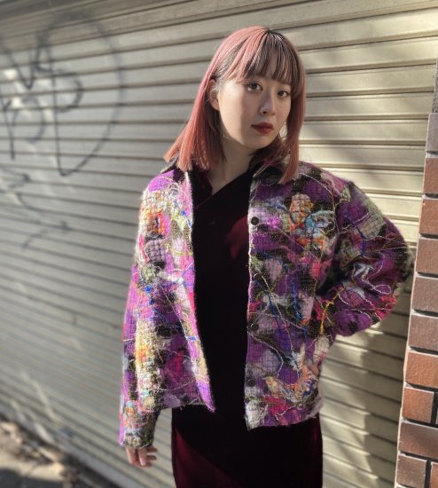 90's artistic flower design jacket