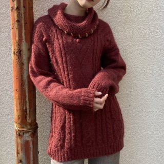 turtle mohair knit sweater brown