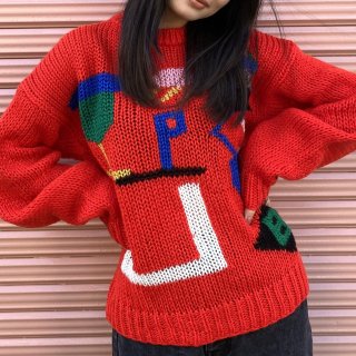 80's new wave sweater red