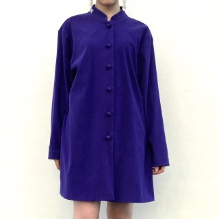 stand collar purple china long shirt