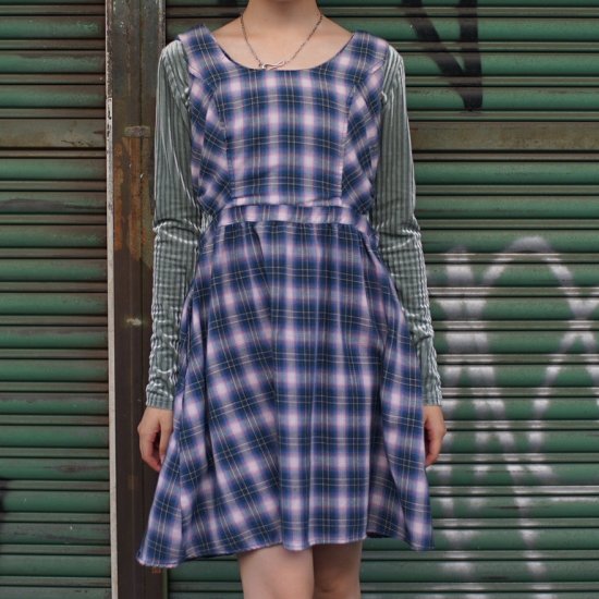 N/S Ombre Check side open dress - PUNK CAKE