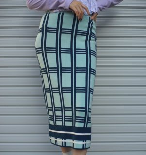 square check knit tight skirt 