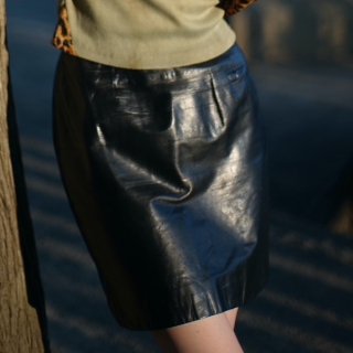 Lather mini skirt